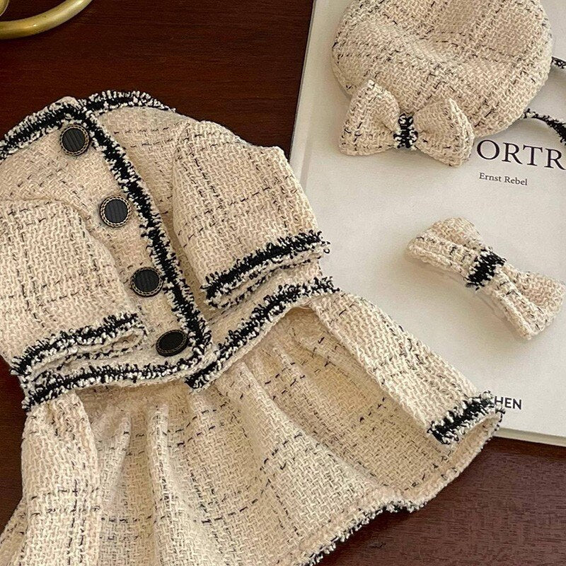 Send Same Hairpin Dress Autumn Pet Dog Clothes Hat Luxury Princess For