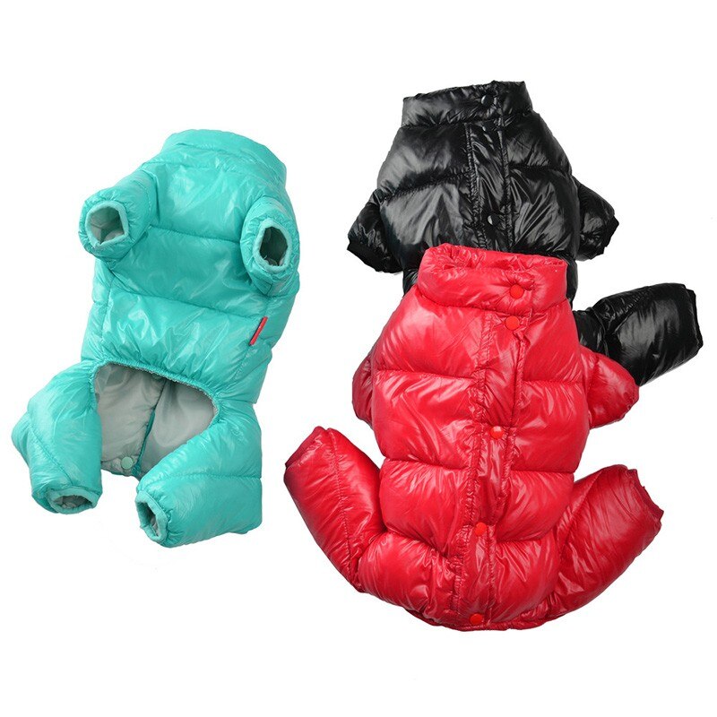 Solid Cotton Dog Jumpsuit Winter Pet Dog Clothes 4 leg Dog Jacket For