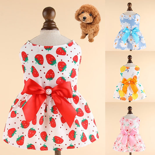 Spring Summer Pet Skirts Section Bow Princess Dress Wedding Dresses