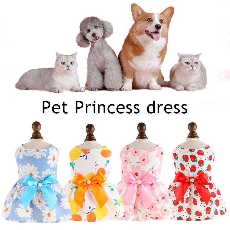 Spring Summer Pet Skirts Section Bow Princess Dress Wedding Dresses