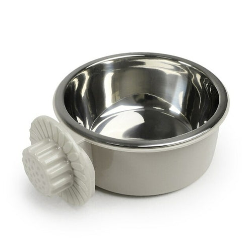 Stainless Steel Dog Bowl Feeder Cage Hanging Pet Bowl Water Dispenser