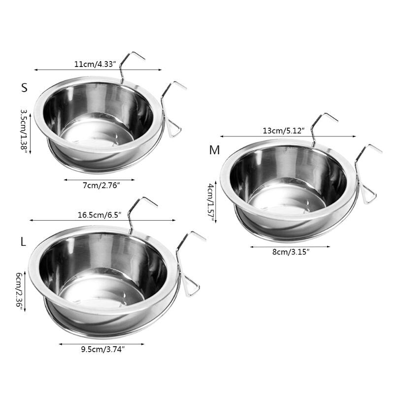 Stainless Steel Pet Feed Supplies Dog Bowl Puppy Cat Bird Parrot Food