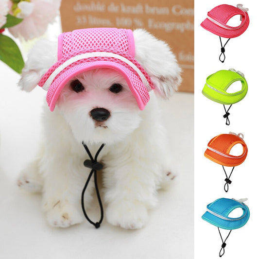 Summer Pet Dog Cap Breathable Summer Adjustable Sunhat Cloth Mesh