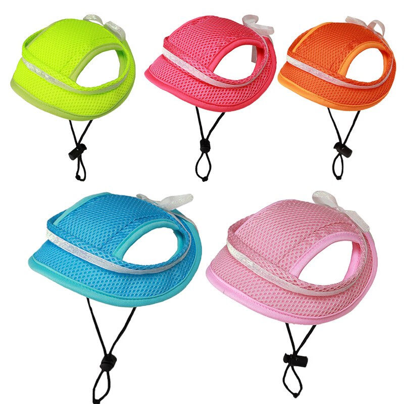 Summer Pet Dog Cap Breathable Summer Adjustable Sunhat Cloth Mesh