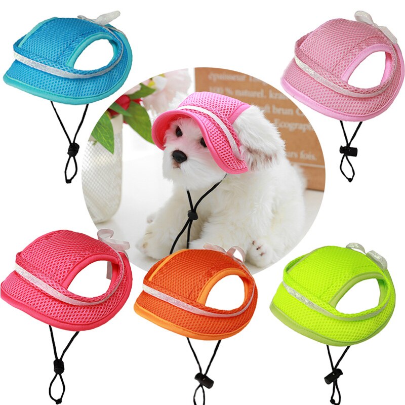 Summer Pet Dog Cap Breathable Summer Adjustable Sunhat Cloth Mesh