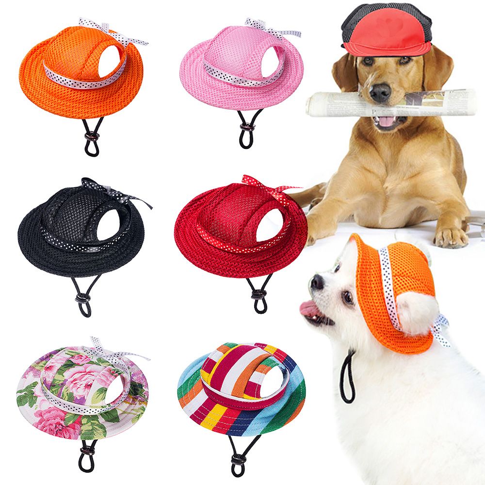 Summer Pet Hat Outdoor Breathable Sun Protection Cap with Ear Holes