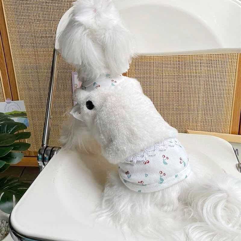 Sweet Dog Hoodies Winter Pet Dog Clothes Plush Lace Dog Vest Fleece