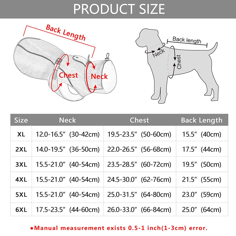 Waterproof Big Dog Clothes Warm Large Dog Coat Jacket Reflective