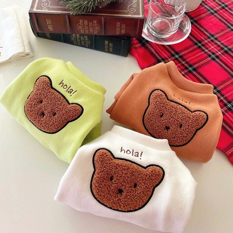 Winter Pet Dog Clothes Plush Cute Bear Hoody Dogs Coat Jacket For