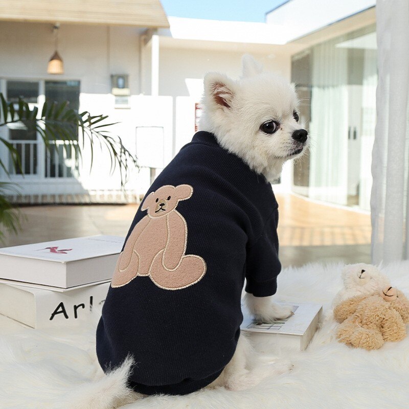 Winter Warm Dog Clothes Cute Cartoon Bear Dog Shirt For Small Medium