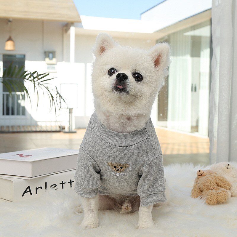 Winter Warm Dog Clothes Cute Cartoon Bear Dog Shirt For Small Medium