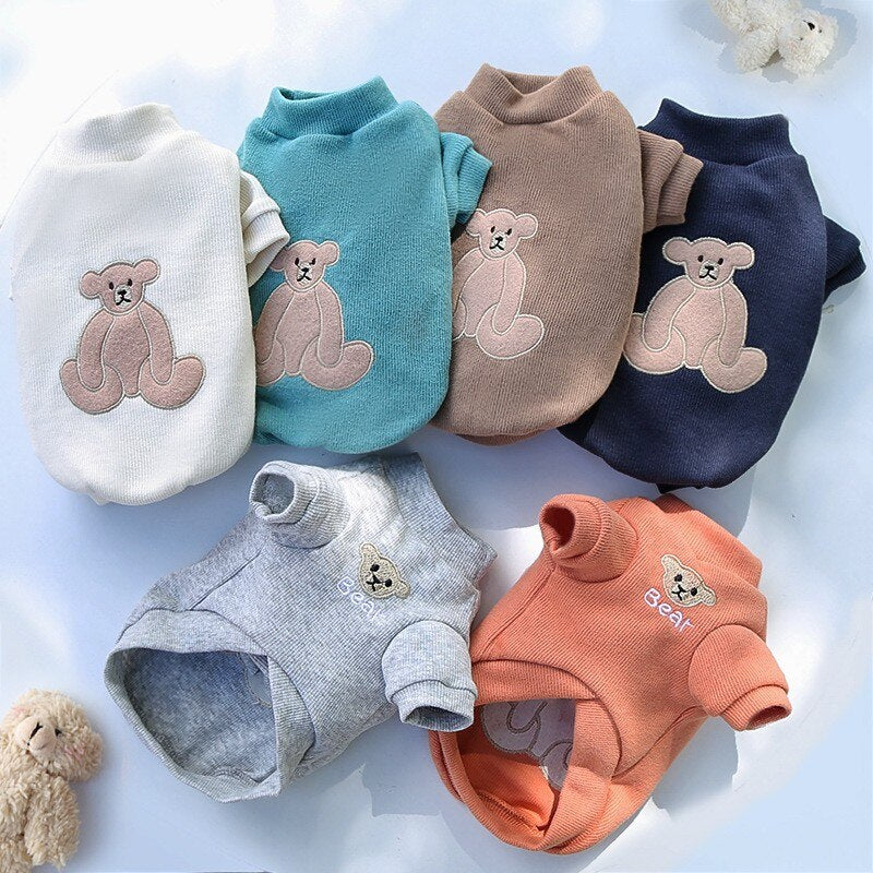 Winter Warm Dog Clothes Cute Cartoon Bear Dog Shirt For Small Medium