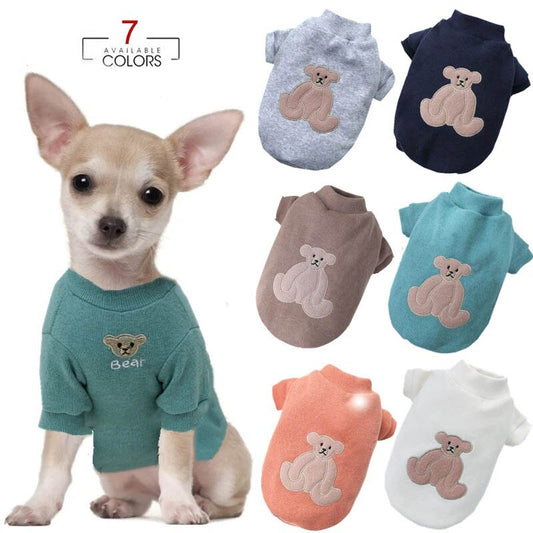 Winter Warm Dog Clothes Cute Cartoon Bear Dog Shirt For Small Medium