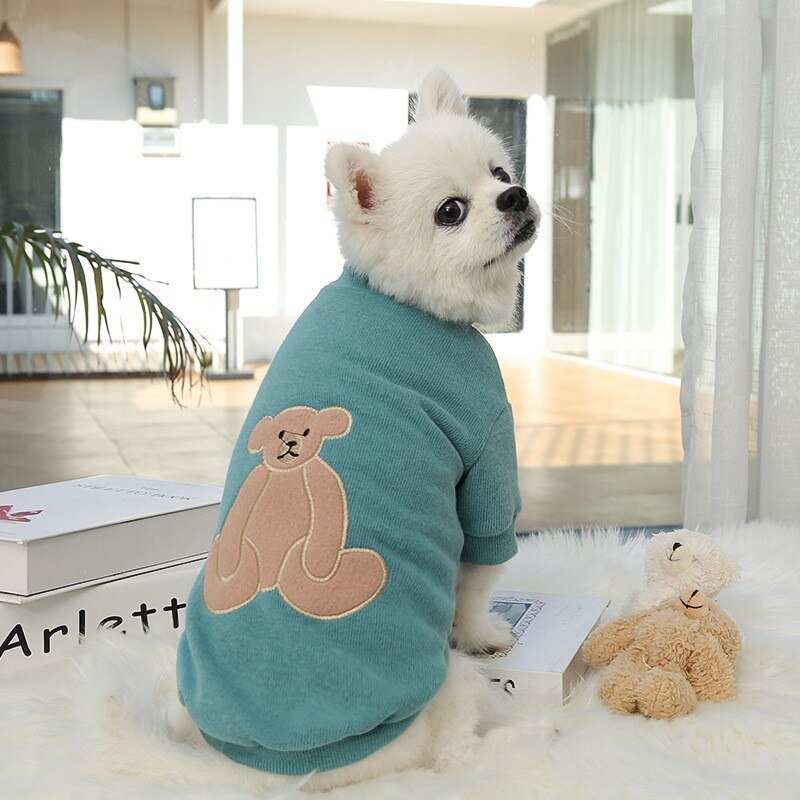 Winter Warm Dog Clothes Cute Cartoon Bear Dog Shirt For Small Medium